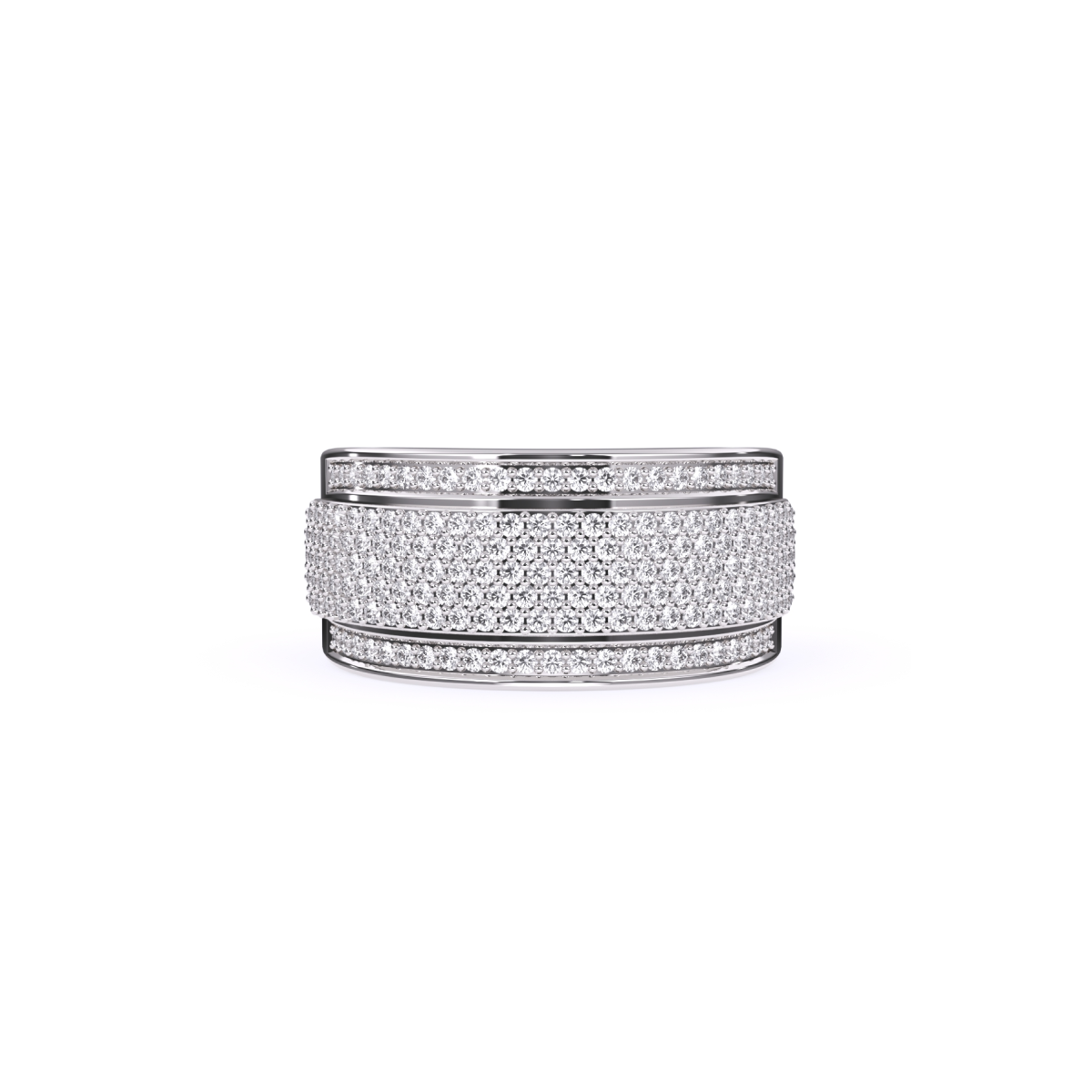 Luxurious Round Diamond Thick Wedding Band